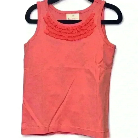 Hanna Andersson - Pink Tank Top w Ruffles - girls size 100 (US 4) - Picture 1 of 4